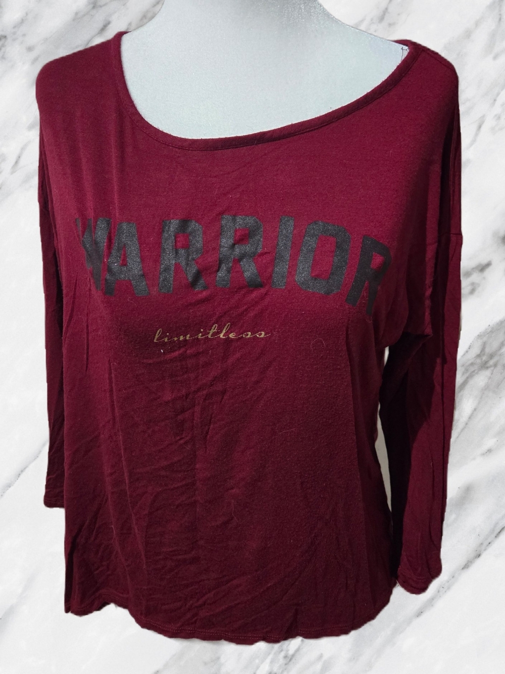 Women’s 'Warrior' 3/4 Sleeve Tee - Burgundy - Open Back